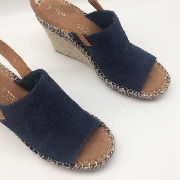 Toms Espadrille Wedge Sandals Navy 8.5 NWOT - Picture 3 of 9
